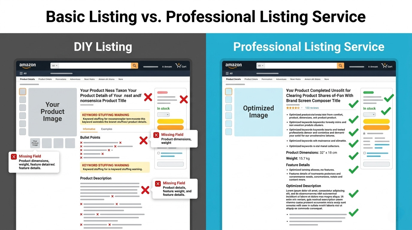 Basic DIY Amazon Listing vs. Professional Listing Service — DigiCloud