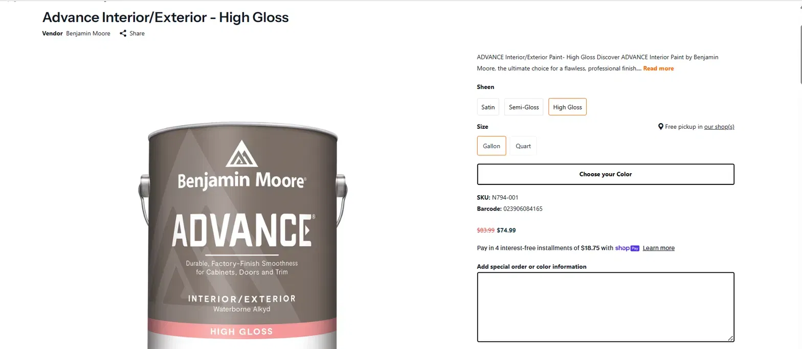 Shopify custom product configurator color selector with filter sidebar and real-time search — built by DigiCloud for Marketplace Paints